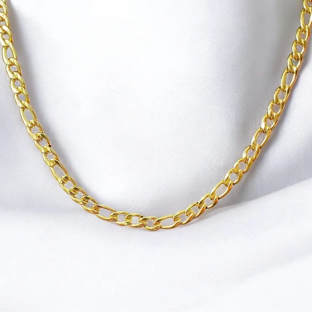 22” 14 Karat Gold Plated Stainless Steel Figaro Chain for Men – 5mm